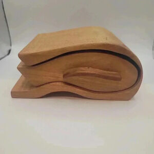 Keepsake Box Nautical Wave Shaped Cherry Wood Bandsaw 2 Compartment Handmade.